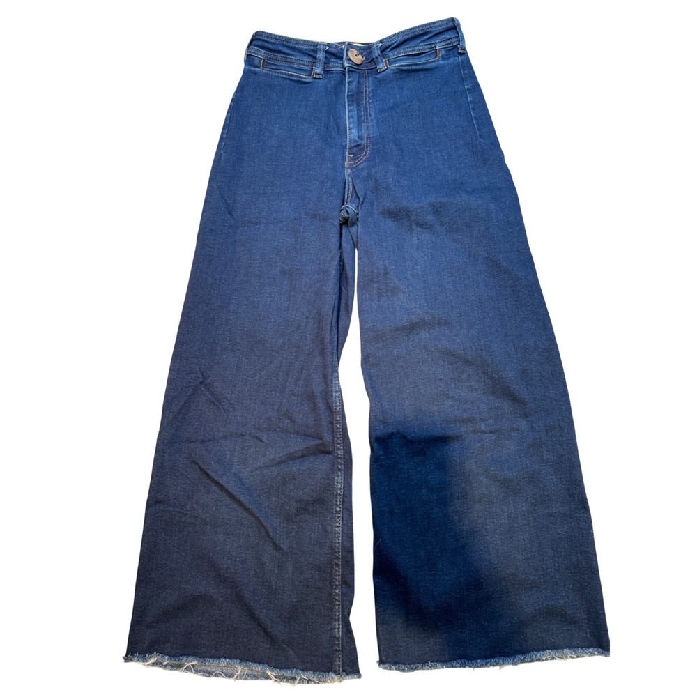 Maeve Anthropologie Wide Leg Cropped Denim Jeans Dark Wash Size‎ 28